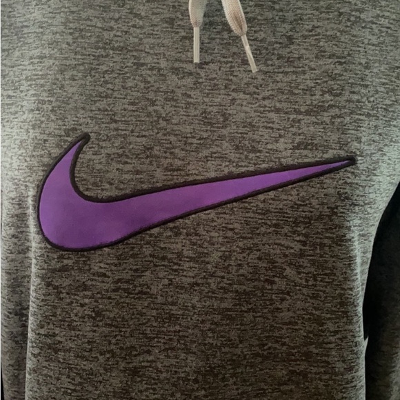 Like new Dark Heather gray and  purple Nike Dri fit hooded sweatshirt. - Picture 2 of 4